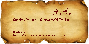 Andrási Annamária névjegykártya